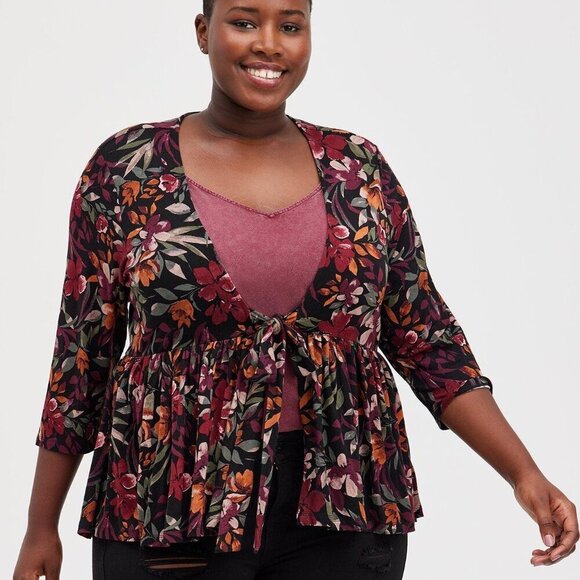 Knit Baby Doll Jacket floral pattern - Picture 2 of 11